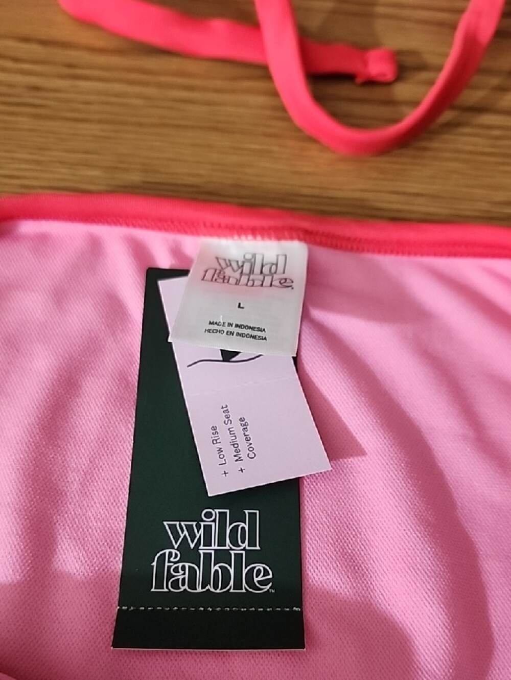 wild fable Pink Two-Piece Textured Bikini with Bright Pink Trim - Picture 3 of 6